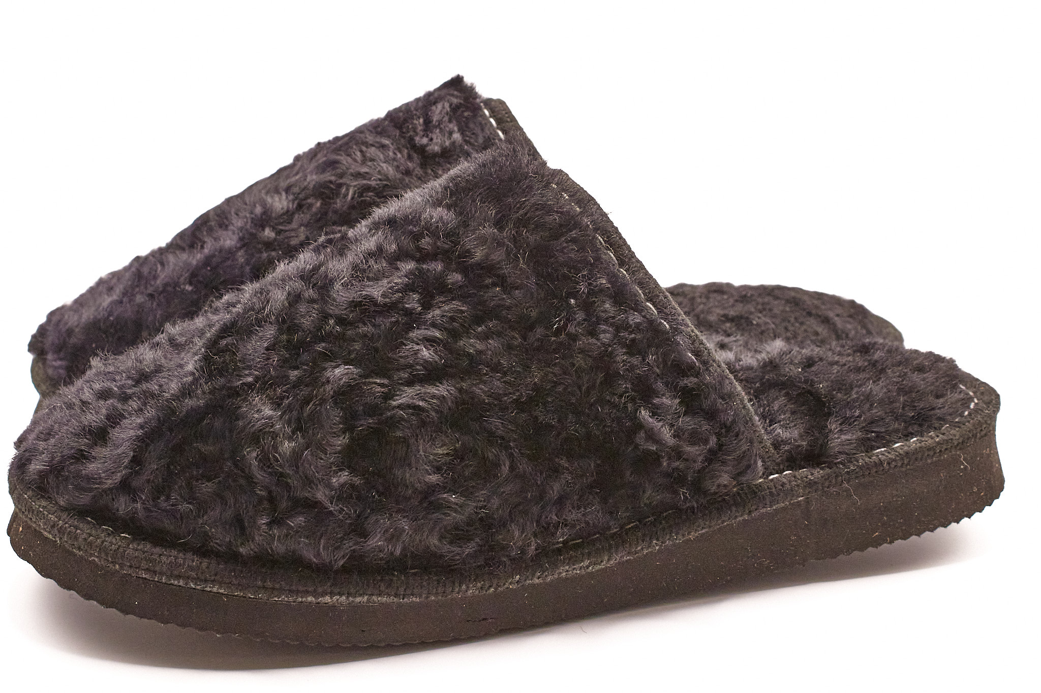 Zapatilla de piel de cordero doble piel por fuera Rizado